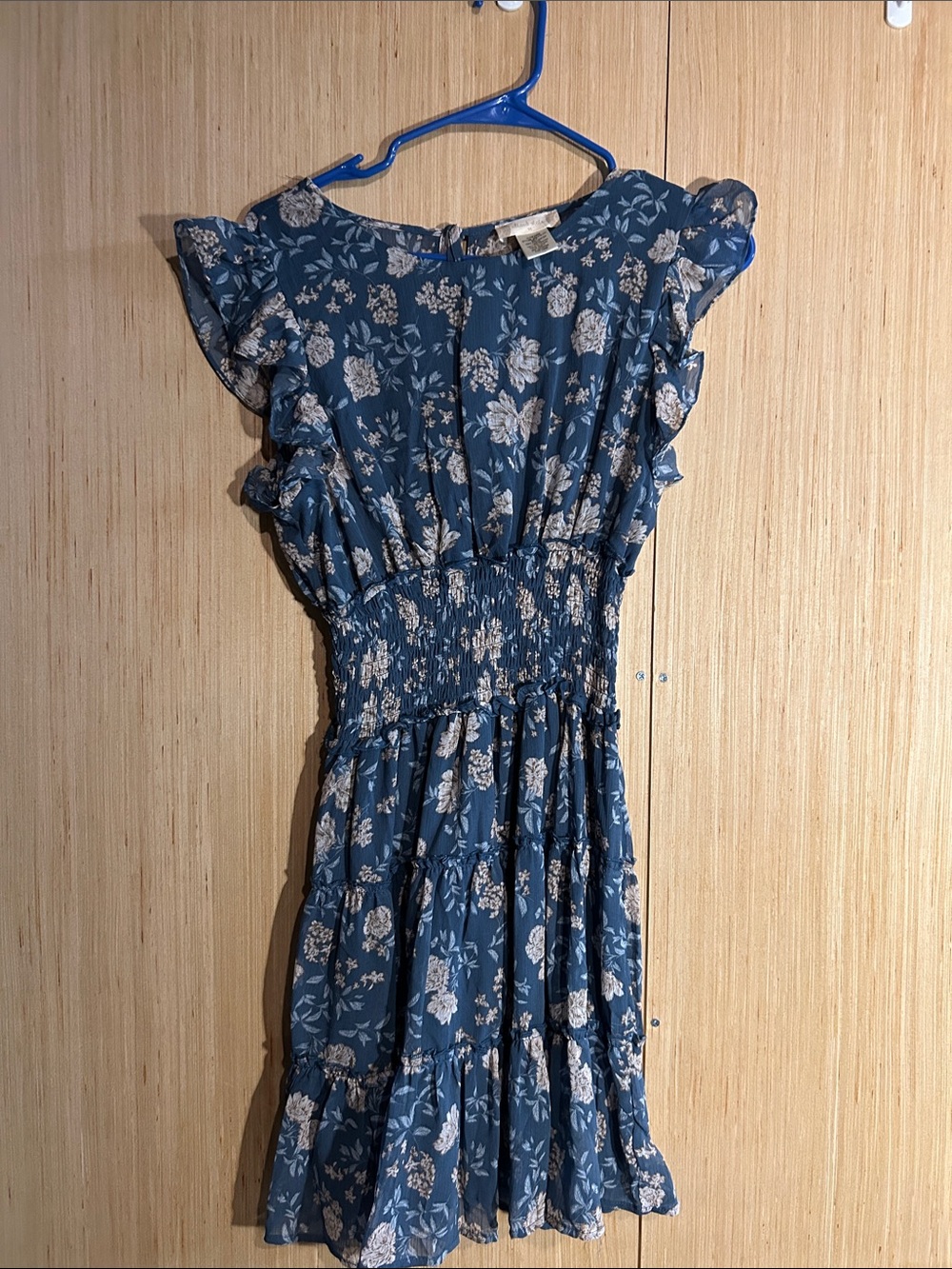 Altar'd State Blue Floral Smocked Waist Dress